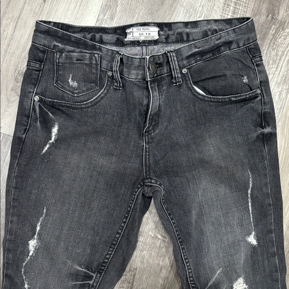 Free People Distressed Black Jeans